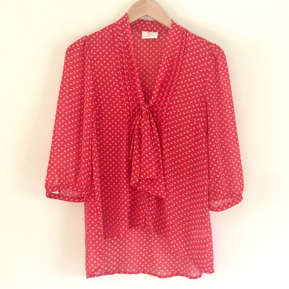 Urban Outfitters Red Bow Blouse Pins & Needles